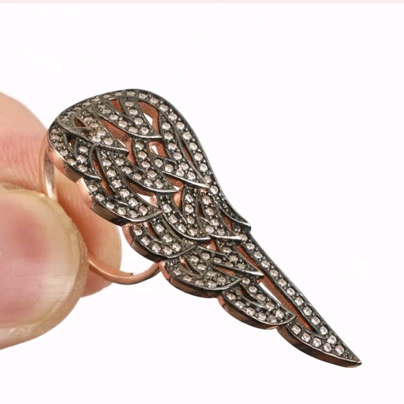 Avelons Designs Jewelry - Beautiful white sapphire wing ring sterling &gold